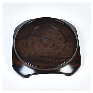 Imagem de Vaso de plantas de jardim, base de vaso de madeira, base de planta, base redonda esculpida, base retrô, base de bonsai, escritório, decoração de casa, suporte de exibição de plantas de jardim (tamanho