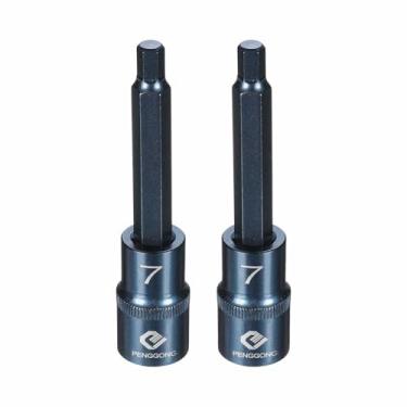Imagem de HARFINGTON 2 soquetes hexagonais de impacto de 1/5.1 cm H8 (8 mm) métrico 10.2 cm de comprimento S2 soquetes de aço 6 pontos para adaptador de furadeira elétrica, azul
