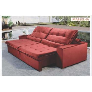 Imagem de Sofá retrátil e reclinável Marselha 1,80m suede aveludado  - Estofados