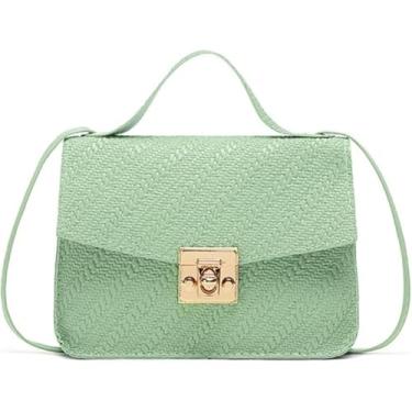 Imagem de Bolsas transversais acolchoadas, carteiras com bloqueio de grão torcido, capacidade média, bolsas transversais, alça de ombro removível, Verde