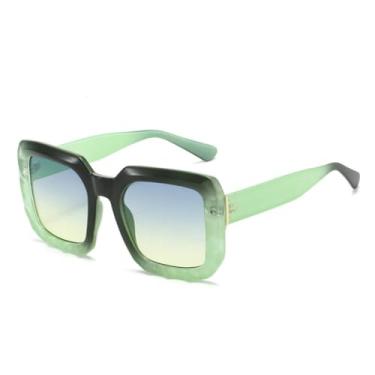 Imagem de Óculos de sol femininos retrô com gradiente, design moderno e com contraste de cores, clássico, simples e casual, masculino, UV400 (preto e verde)