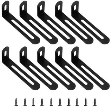 Imagem de 10 peças 7,5 x 3,5 cm x 0,6 cm suportes ajustáveis de metal G suporte de canto resistente de 90 graus suporte de canto em forma de L suporte de prateleira preto