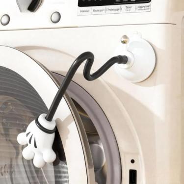 Imagem de Suporte e rolha de porta de arruela de carga frontal, suporte de porta de máquina de lavar com base de ventosa de 6 cm e mangueira flexível, tampa de porta de arruela removível mantém a porta da