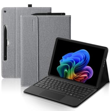 Imagem de Akkerds Capa compatível com Microsoft Surface Pro 12 2025, capa de vários ângulos de visualização com suporte fino para caneta 2, capa de couro para portfólio de negócios, cinza
