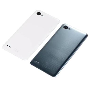 Imagem de SHOWGOOD Capa para LG Q6 Capa de Bateria Porta Traseira Adesivo Capa Traseira + Peça de Substituição Lente da Câmera (Cinza)