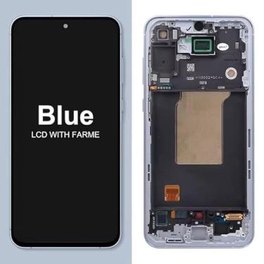 Imagem de AMOLED de 6,6 polegadas para Samsung A55 LCD SM-A556V, SM-A556U, SM-A556B, SM-A556U1 Display Touch Screen Digitalizador Assembly (azul com moldura)