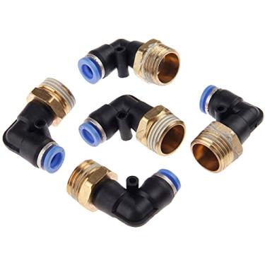 Imagem de 5pcs M5"1/8'1/4' '3/4' '3/8' '1/2' Encaixes pneumáticos de conexão pneumática cotovelo Empurre rápido no encaixe do tubo do conector para o tubo de mangueira 4/6/ 8/10/ 12mm YYDFPIIA