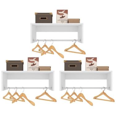 Imagem de Kit 3 Nichos Cabideiros Suspensos Berlim Branco - Lumil Móveis