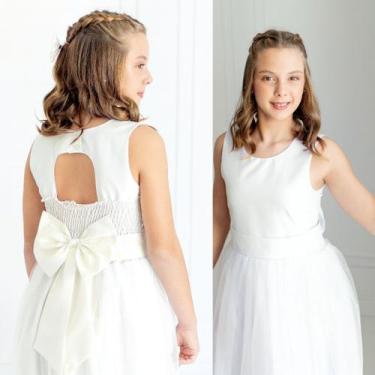 Imagem de Faixa e Laço OFF WHITE Infantil Acessório Para Vestido Festa elegância