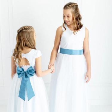 Imagem de Faixa e Laço AZUL Infantil Prega Acessório Para Vestido Festa elegânci