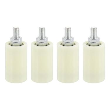 Imagem de PATIKIL Rolo de guia de portão deslizante de 7 cm x 4 cm, 4 peças de rolos de nylon ajustáveis para portão deslizante de varandas, quartos, banheiros, lojas, indústria, branco