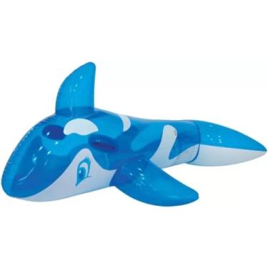 Imagem de Boia Inflável Formato Baleia Azul Infantil Piscina 145x80cm PVC