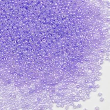 Imagem de Grânulos de sementes roxos azuis claros de 2 mm para fabricação de joias 200 gramas cerca de 18880 peças, artesanato de vidro 12/0 para fazer brincos, pulseiras, pingentes, joias de cintura, contas de