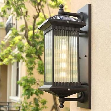 Imagem de Luminária de parede solar moderna para exterior, modelo simples e à prova d'água, ideal para varanda, corredor, pátio, casa, hotel e portão (M H58CM Solar)