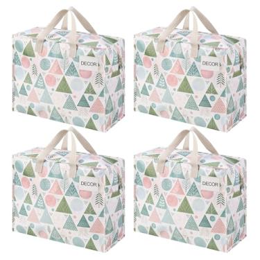 Imagem de VENO Pacote com 4 sacos de mudança resistentes, sacos de armazenamento, materiais de embalagem, zíper superior, bolsas de armazenamento para acampamento, roupas, roupa de cama, edredons, travesseiros