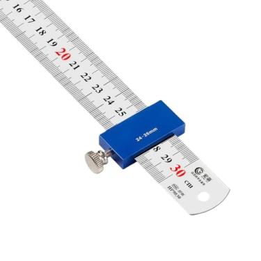 Imagem de 1 peça de rolhas de régua de carpinteiro de liga de alumínio azul - Escriba de precisão de aço e medidor de marcação, com marcenaria e clipes de bolso de medição, 30 cm