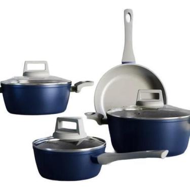 Imagem de Conjunto De Panelas Soft Cinza E Azul Saphira 4 Peças Jomafe