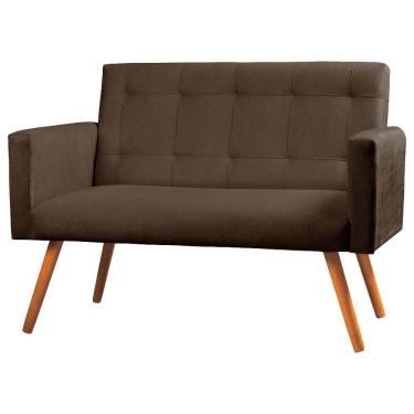 Imagem de Sofá Namoradeira 2 Lugares Sabrina Veludo - Star Confort Marrom Chocolate