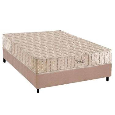 Imagem de Colchão Casal Molas Superlastic Hotel + Base Crc Suede Clean (138x188) - D Angelis