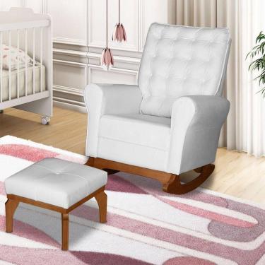 Imagem de Poltrona De Amamentação E Balanço Páris C/ Puff Corino Branco