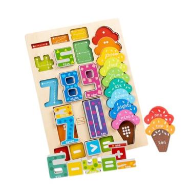 Imagem de harayaa Brinquedo de madeira para contagem, por cores e empilhamento, desenvolvimento cognitivo e cálculo numérico para crianças de 2 a 4 anos.