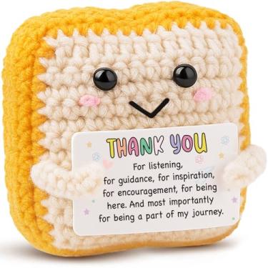 Imagem de MAMAGIFTREE Unique Thank You Gifts for Women, Men - Handmade Crochet Toast with Heartfelt Appreciation Card - Inspirational Gift for Teacher, Mentor, Boss, Doctor, Coach - Farewell, End of Year Gifts