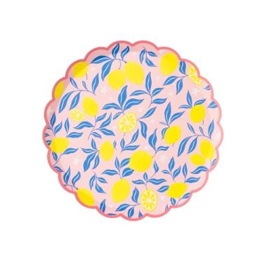 Imagem de Bonjour Fete Pratos pequenos de papel para festa de raspas de limão | Tamanho de sobremesa descartável | Suprimentos de festa premium | Aniversários de verão, piqueniques e celebrações de brunch de