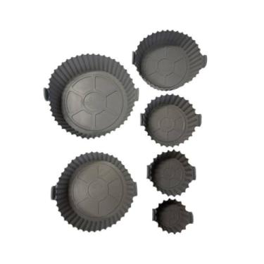 Imagem de Conjunto 6 Formas de Silicone Redondas com Alças, Coloridas, Resistente até 220°C, para Forno, Micro-ondas, Air Fryer e Freezer, 182g