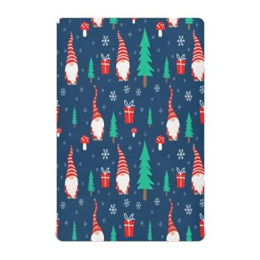 Imagem de Qilmy Lençóis de berço de gnomos de Natal com desenho animado de microfibra, macio, respirável, elástico, lençol com elástico para meninos e meninas, miniberço, 132 x 71 cm, capa de colchão infantil