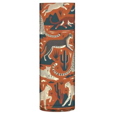 Imagem de JUZIHAI Vaso de leopardo para flores 9,9 cm x 30 cm cilindro de plástico moderno vaso de flores para centro de mesa de casamento decoração de casa