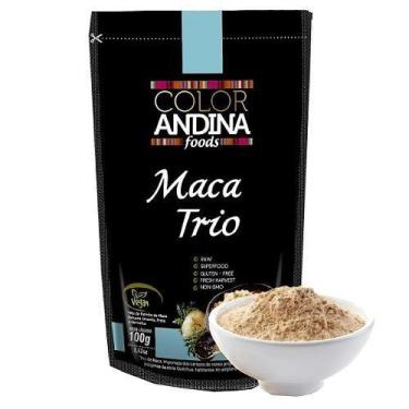 Imagem de Ma ca Pe ruana Trio em pó 100 pura 100g  direto dos Andes - COLOR ANDI