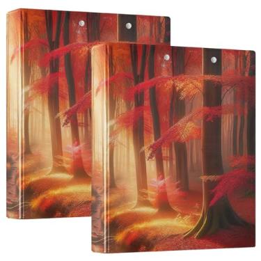 Imagem de Pasta de arquivo redonda com 3 anéis para fichários de bordo vermelho para material escolar e de escritório, 1 pacote