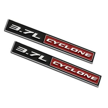 Imagem de 2pcs 3.7L Cyclone Emblems 3D Badge Replacement for 2011-2020 Mustang V6 3.7L Cyclone Decal (Chrome/Red)