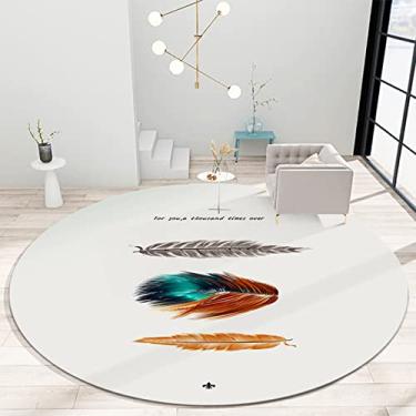 Imagem de Tapete redondo, tapete de área de poliéster macio e antiderrapante tapete redondo lavável para sala de estar, quarto, decoração de casa, A, diâmetro 140 cm