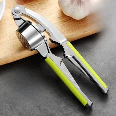 Imagem de Espremedor de alho de aço inoxidável médio com aderência antiderrapante para picar alho e gengibre eficiente