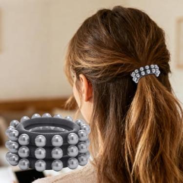 Imagem de Pacote com 3 elásticos de laços de cabelo, suportes decorativos de rabo de cavalo, faixas de cabelo para mulheres, acessórios elegantes para festas e uso diário