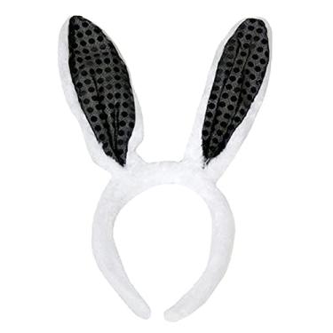 Imagem de Petitebella Tiara de orelha de coelho (branco/lantejoulas pretas, tamanho único)