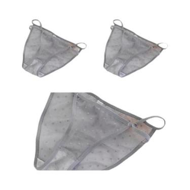Imagem de Calcinhas De Renda Sexy Femininas 3PCS Finas Semi Transparentes Respir