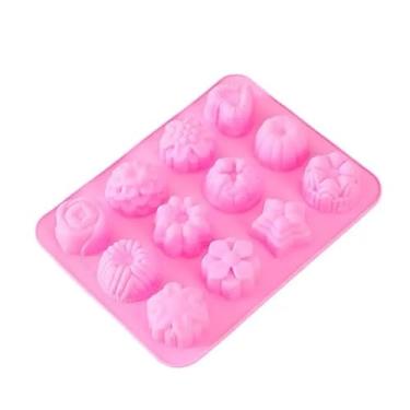 Imagem de Molde de sabonete de flor de silicone com 12 cavidades, bandeja para fazer bomba de banho e vaporizador de chuveiro, moldes de barra de loção