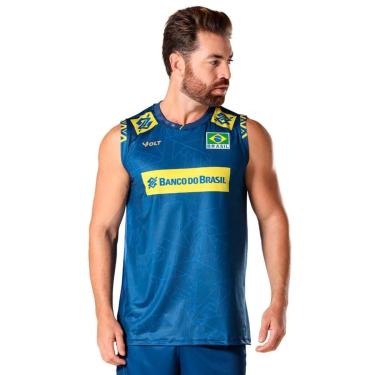 Imagem de Camisa de Vôlei Regata Brasil 2025 Azul Masculina-Masculino