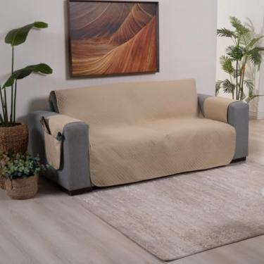 Imagem de Protetor de Sofá 2 3 4 Lugares Retrátil (1,00/1,50/1,80/2,20m) Capa Protetora Matelada Porta Objetos(Bege,1 Lug)