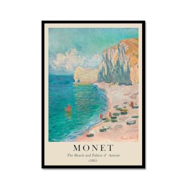 Imagem de Pôster de tela Monet Water Lily Sunrise Claude Monet impressões paisagem vintage imagem de arte de parede sala de estar decoração galeria pôster (SKU5,20.3x30.5 cm = (20x30cm), moldura de metal preto)