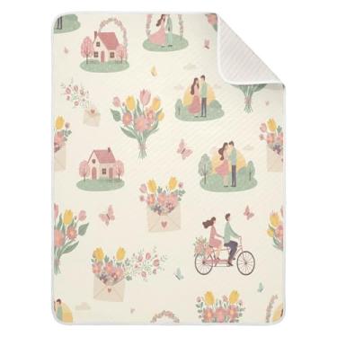 Imagem de Wassud Cobertor de bebê de tulipas para casais para meninos e meninas, macio para bebês e recém-nascidos, cobertor aconchegante de algodão essencial para berçário, viagem, berço, carrinho 76 x 101 cm