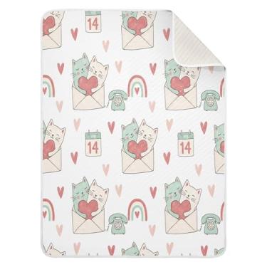 Imagem de Wassud Cobertor de bebê Cats Love Envelopes para meninos e meninas, macio para bebês e recém-nascidos, cobertor aconchegante de algodão essencial para berçário, viagem, berço, carrinho 76 x 101 cm
