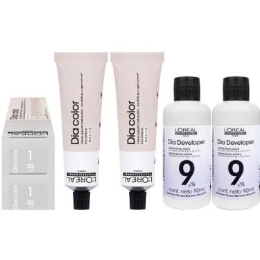 Imagem de Loreal Tonalizante Kit 2 Dia Color 1 Preto 60g 2 Rev. 9 vol. 90 ml - L