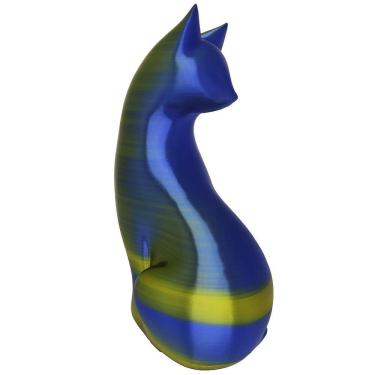 Imagem de Estatueta Gato Moderno Enfeite 20Cm Estátua Azul E Verde