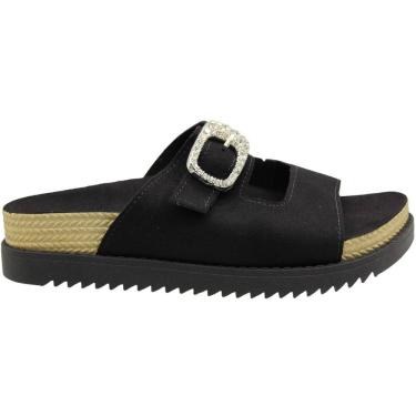 Imagem de Tamanco Slide Plataforma Moleca Camurça Flex Fivela Cravejada Feminina