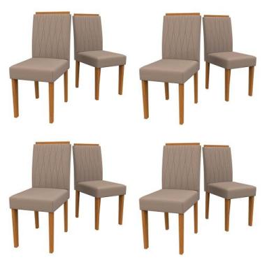 Imagem de Kit 08 Cadeiras de Jantar Analu Camurça Marrom LUX Pés Ypê - D'Rossi -