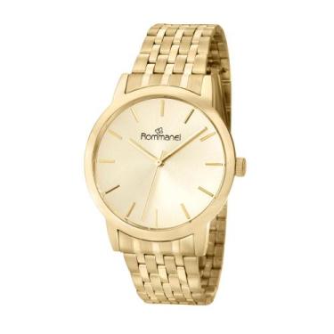Imagem de Relógio Feminino Luxo Dourado Social Pulseira Aço Com Estojo - Rommane