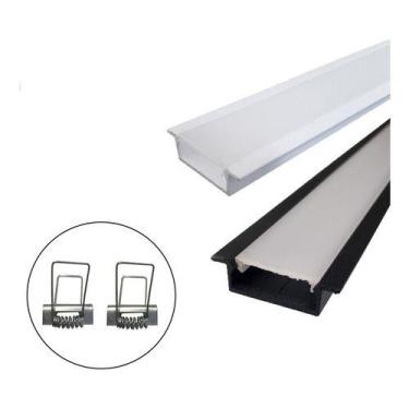 Imagem de Perfil 2 Metros De Embutir Alumínio Slim P/ Duas Fitas Led - Bela Home